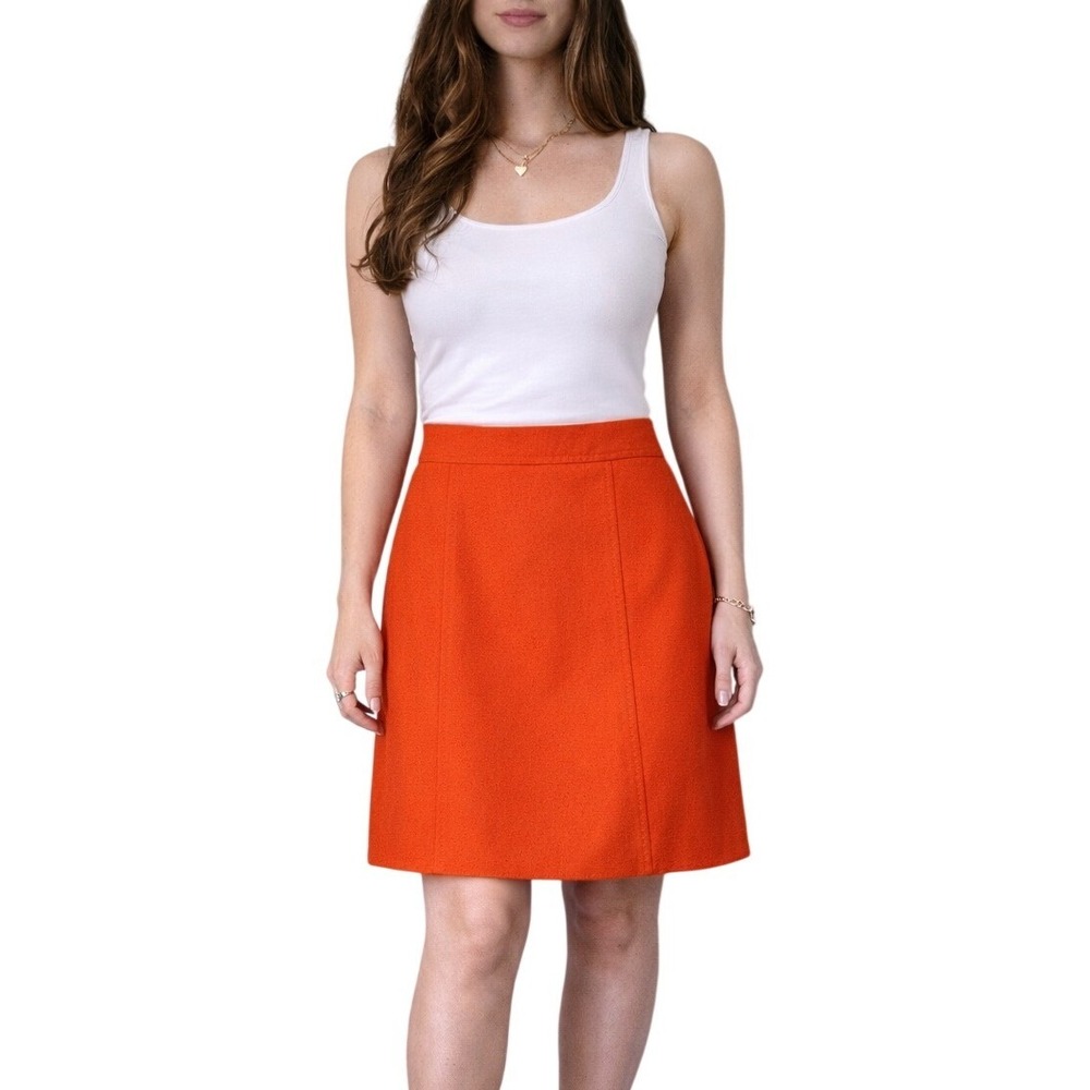 WEEKEND MAX MARA Virgin Wool A Line Mini Skirt‎ Orange Size 6